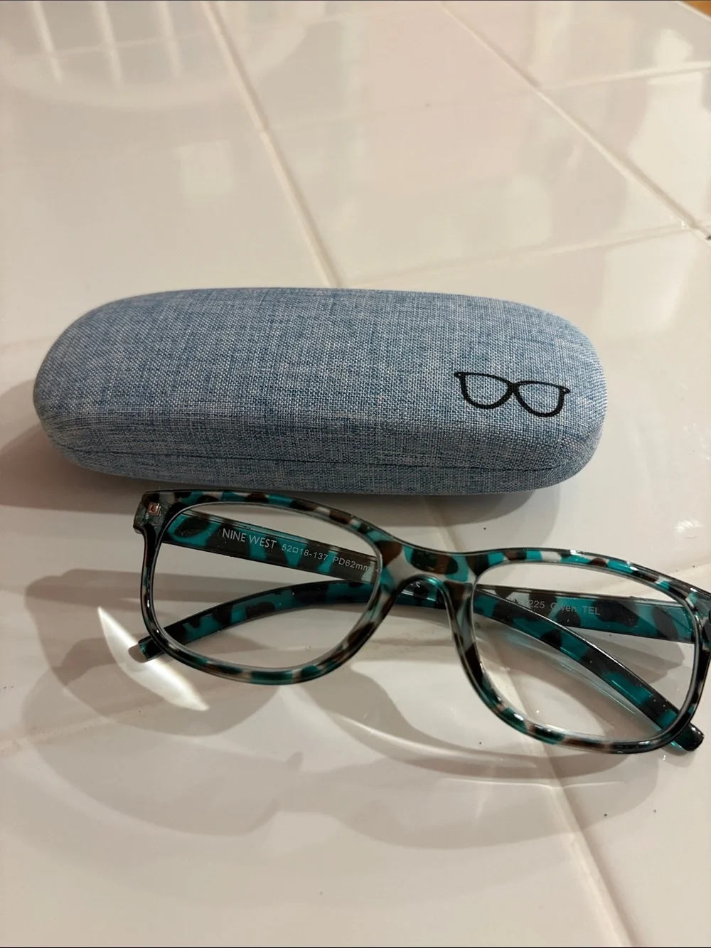 Nine West Gwen Green-Blue 2.5 Tortoiseshell Reading Glasses with Case NEW